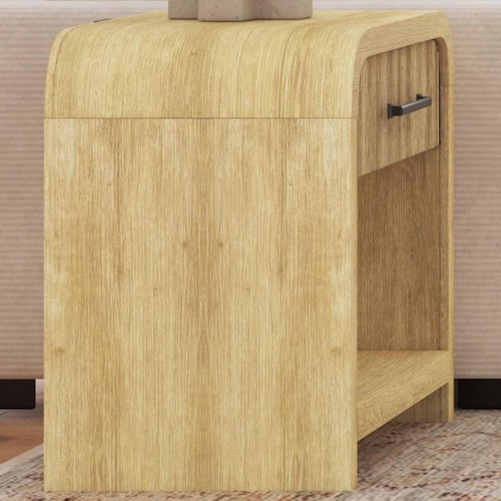Mayberry Hill Ridgemont End Table with USB Ports in Natural, , large