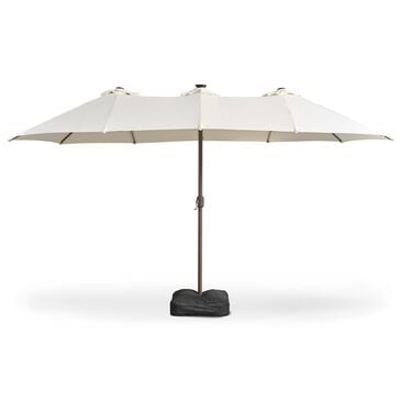 HOMLUX 15" Double-Sided Outdoor Market Umbrella with Sandbag Base and RGB LED Lights in White, , large