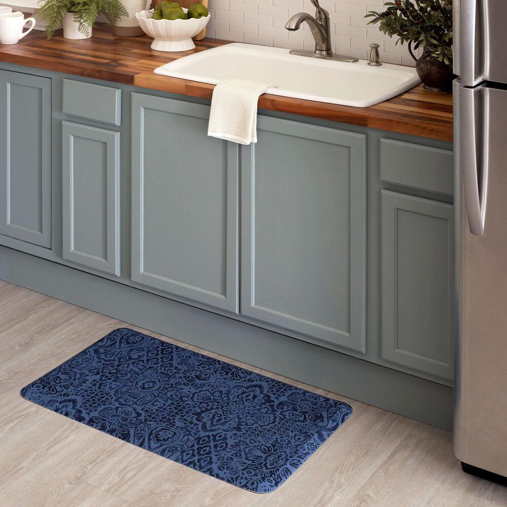 Mohawk Dri-Pro Deluxe Damask Nouveau 1&#39;8&quot; x 3&#39;6&quot; Blue Area Rug, , large