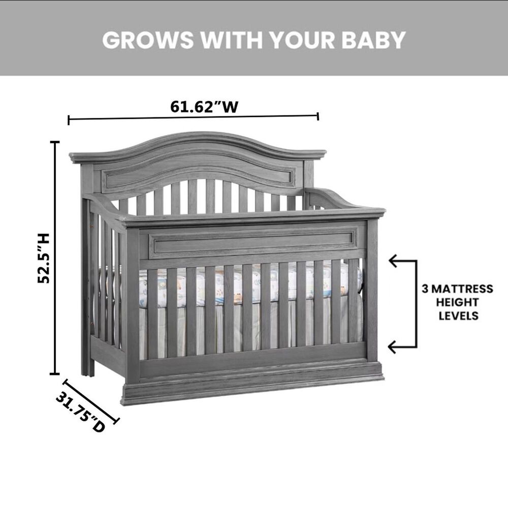 Oxford Baby Glenbrook 4-in-1 Convertible Crib in Graphite Gray, , large