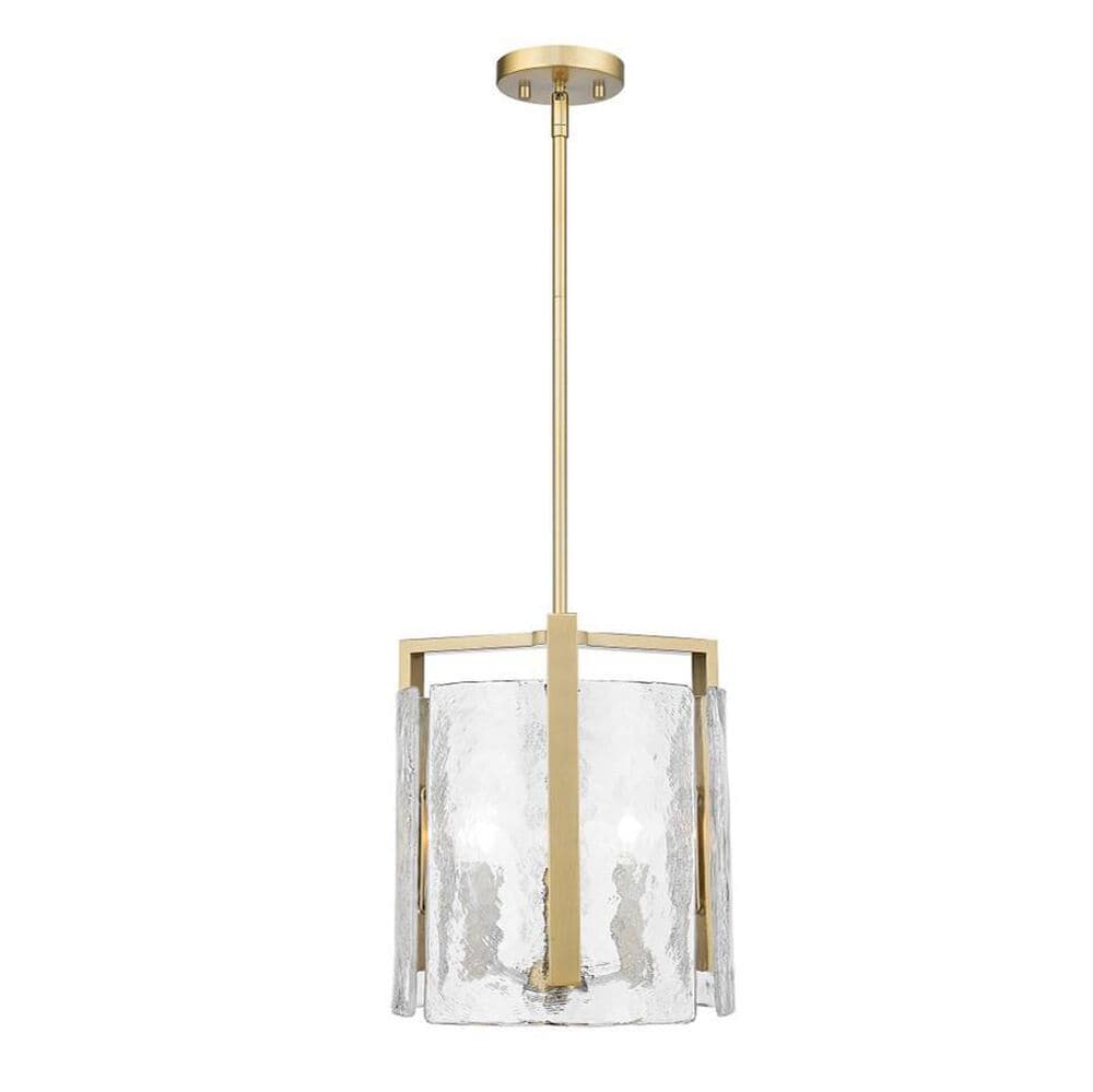 Golden Lighting Aenon 3-Light Brushed Champagne Bronze and Hammered Water Glass Linear Pendant Light, , large