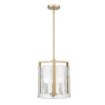 Golden Lighting Aenon 3-Light Brushed Champagne Bronze and Hammered Water Glass Linear Pendant Light, , large