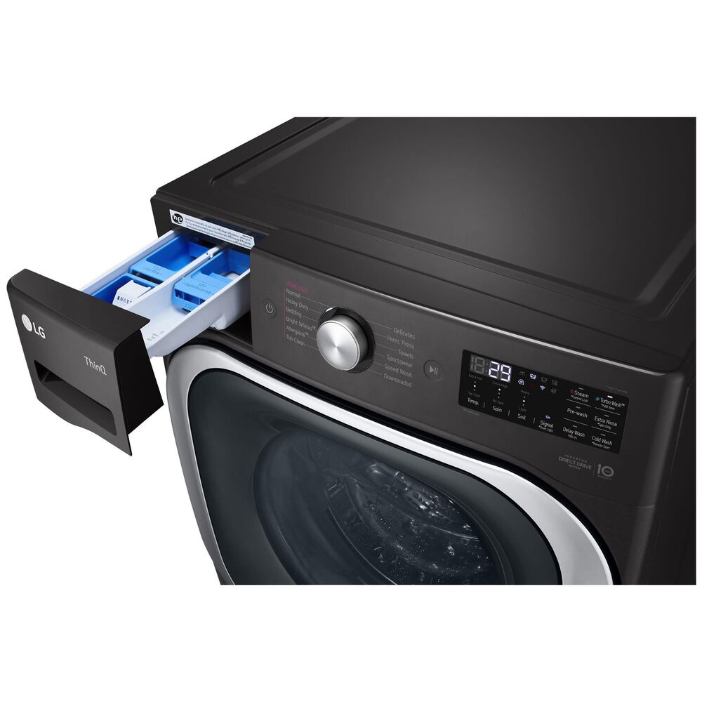 LG 5.2 Cu. Ft. Front Load Washer with Steam and TurboWash in Black Steel, , large