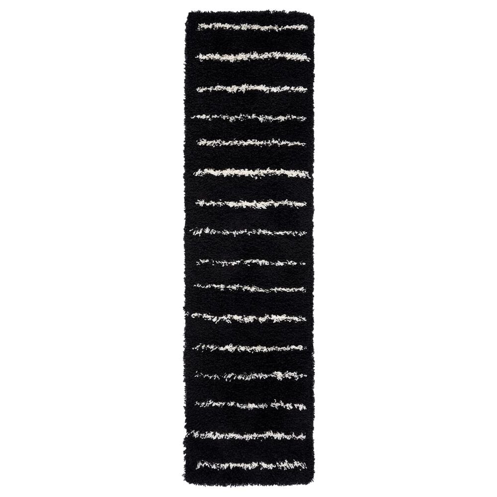 Safavieh Venus Shag VNS604Z 2"2" x 8" Black and Ivory Runner, , large
