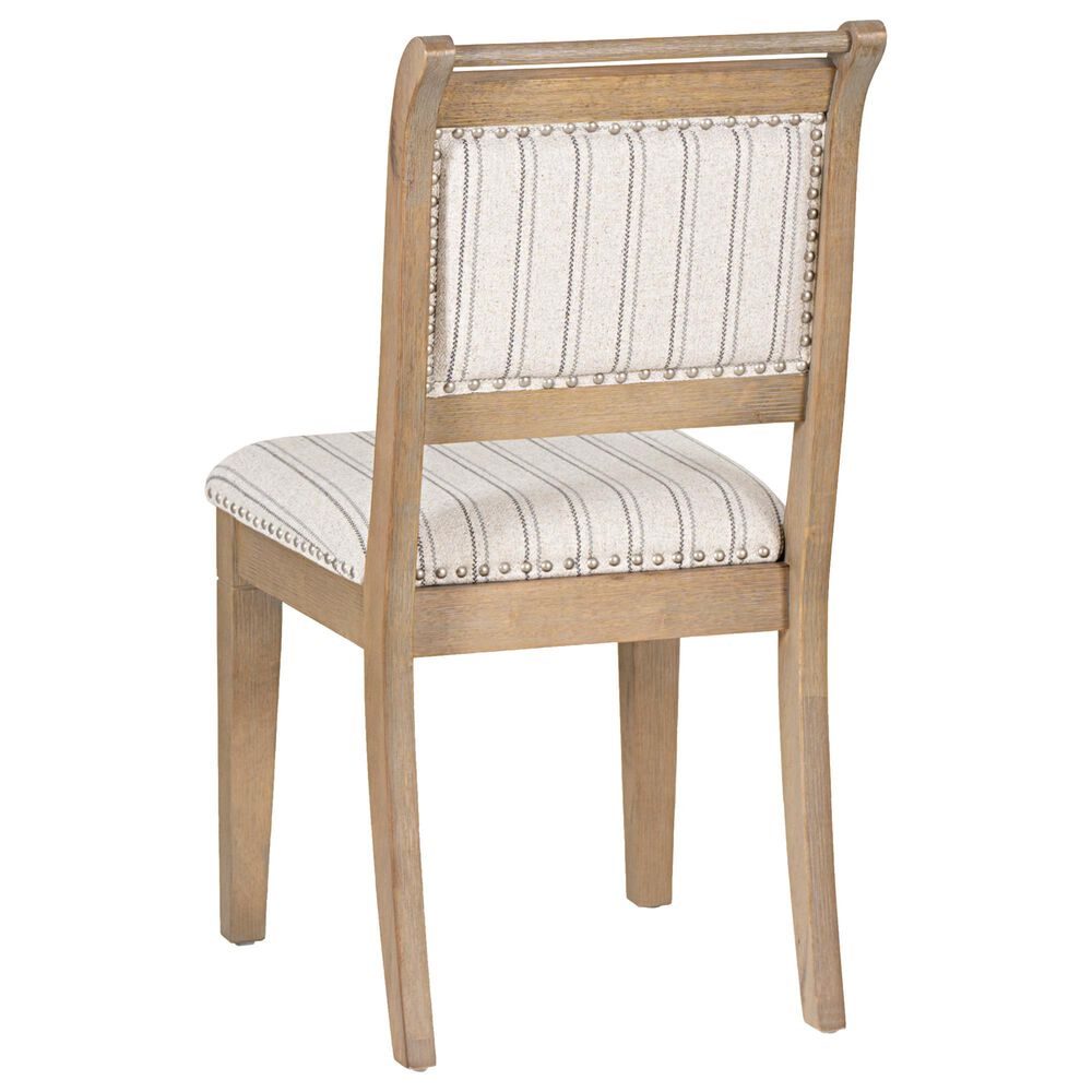 Linon Home Decor Emerson Side Chair with Beige Striped Upholstery in Grey Wash, , large