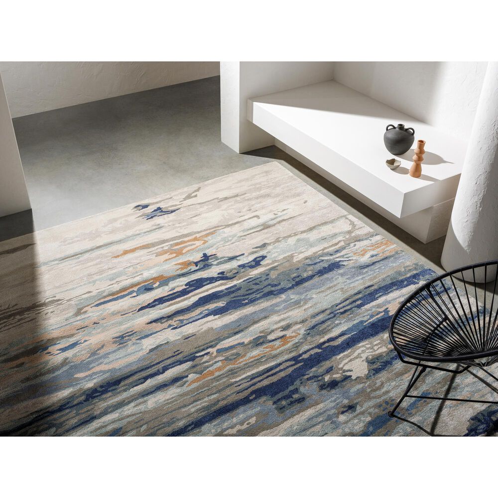 Surya Kavita 8&#39; x 10&#39; Medium Gray, Ink Blue, Deep Teal, Dark Brown, Dusty Pink, Beige and Brick Red Area Rug, , large