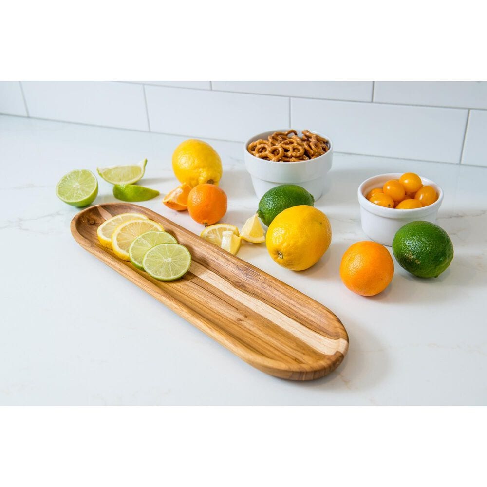 Lipper International Teak Oval Tray in Brown, , large