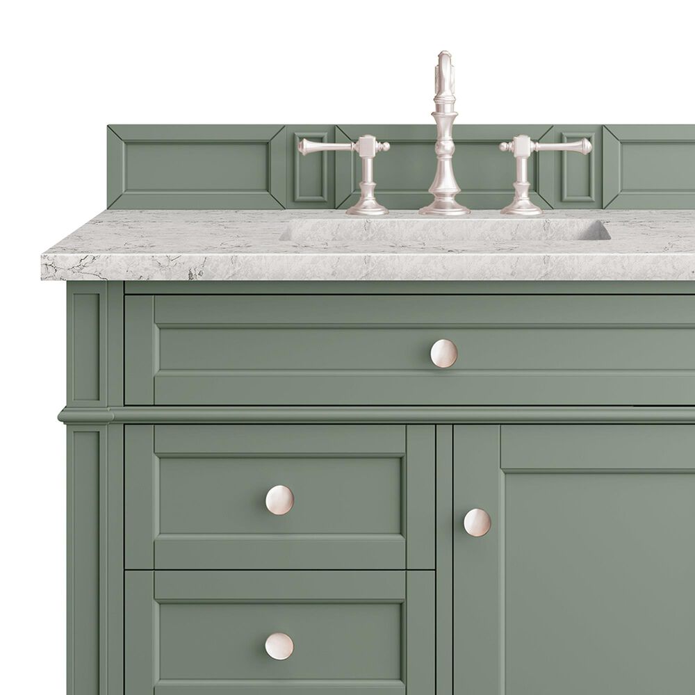 James Martin Vanities Brittany 36" Single Bathroom Vanity in Smokey Celadon with 3 cm Eternal Jasmine Pearl Quartz Top and Rectangular Sink, , large