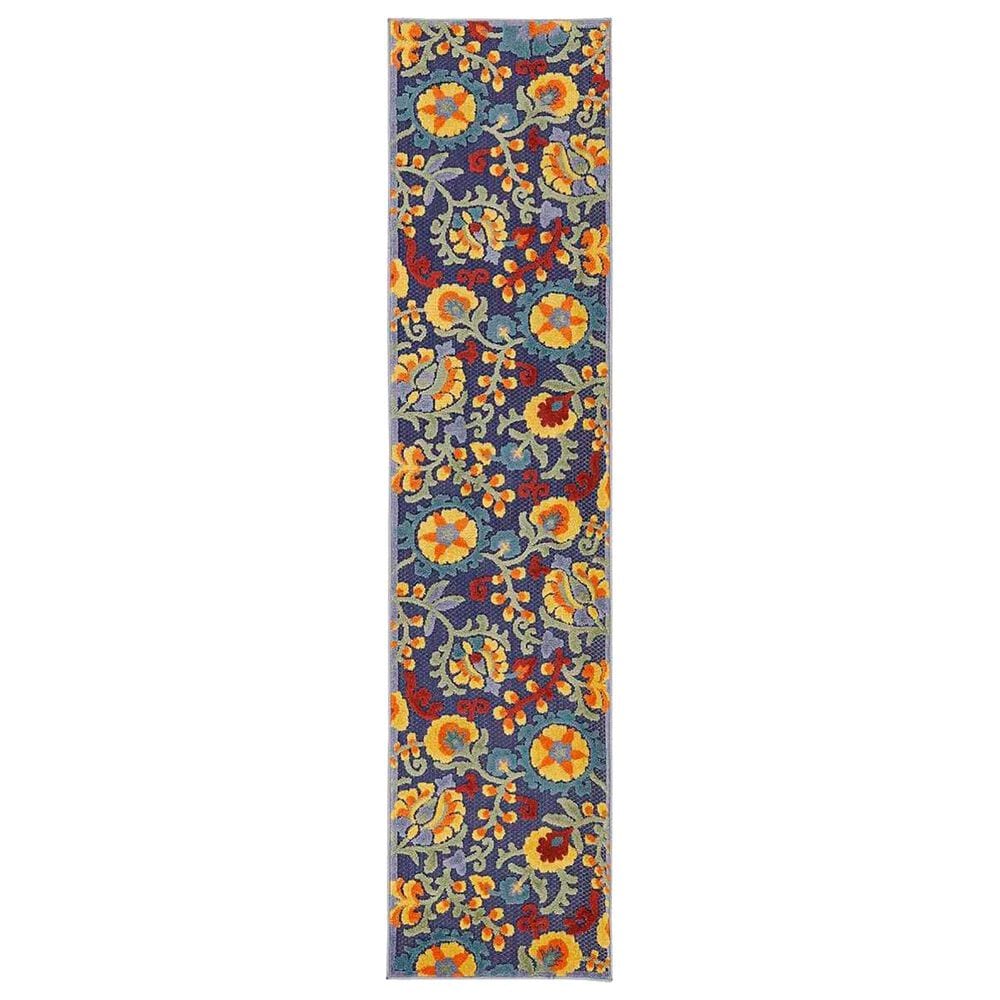 Nourison Aloha ALH17 2" x 6" Navy and Multicolor Indoor/Outdoor Runner, , large