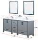 Lexora Home Ziva 80" Double Bathroom Vanity in Dark Grey with 2 cm White Cultured Marble Top and Rectangular Sinks, , large