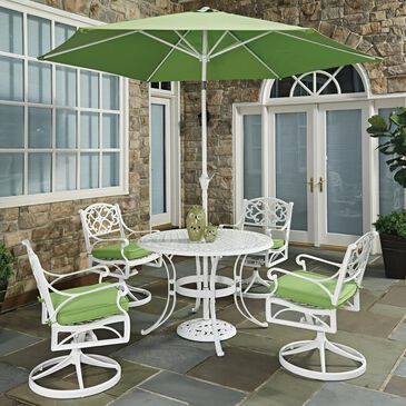 Homestyles Sanibel 42" 7-Piece Patio Dining Set with Umbrella in White, , large