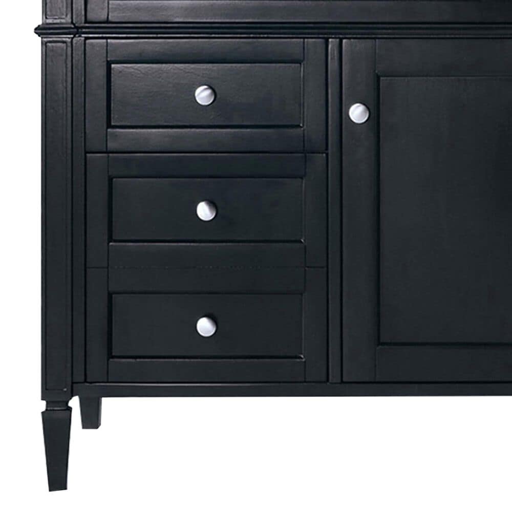 James Martin Vanities Brittany 48&quot; Single Bathroom Vanity in Black Onyx with Single Hole 3 cm White Zeus Quartz Top and Rectangular Sink, , large