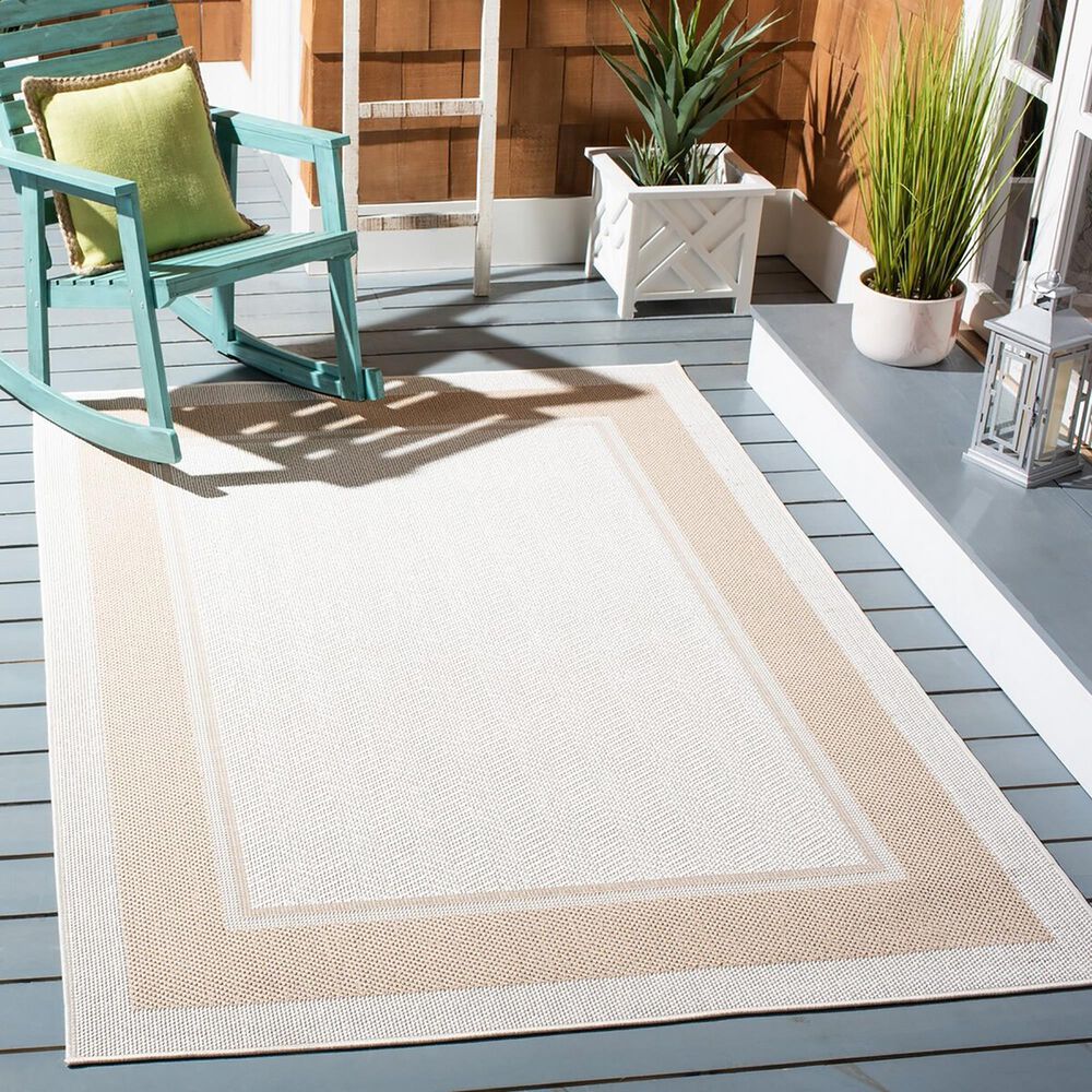 Safavieh Martha Stewart Cyprus Chevron 4&#39;5&quot; x 6&#39;5&quot; Ivory and Beige Area Rug, , large