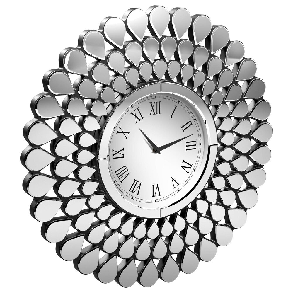 Furniture of America Wells Wall Clock in Silver, , large