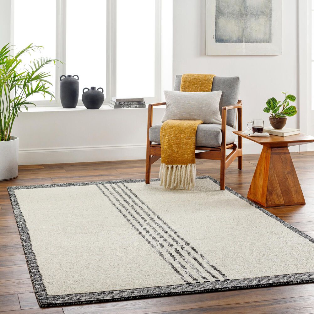 Surya Brook Solid 8&#39; x 10&#39; Black and Butter Area Rug, , large
