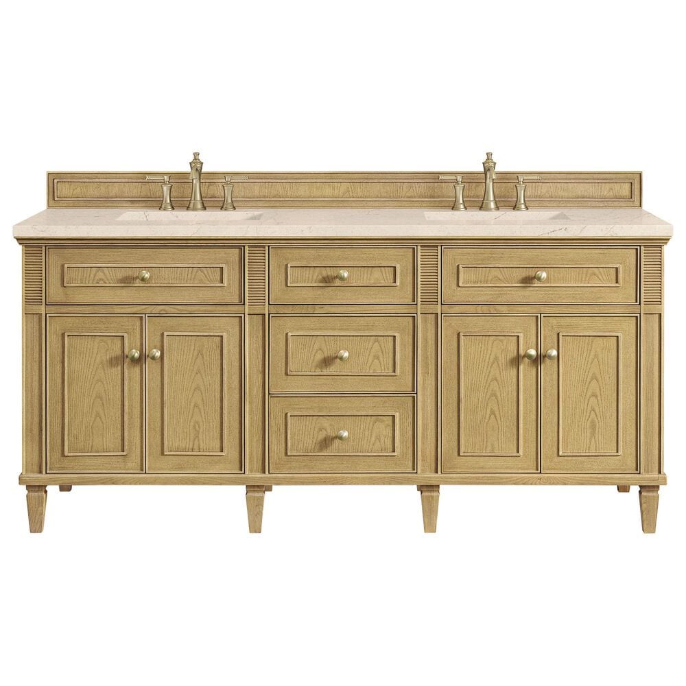 James Martin Vanities Lorelai 72" Double Vanity in Light Natural Oak with 3 cm Eternal Marfil Quartz Top, , large
