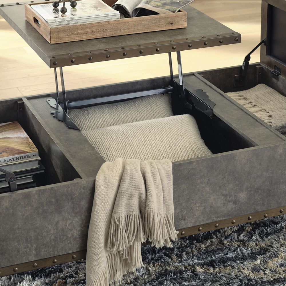 Ashley Derrylin Lift Top Coffee Table in Bronze and Brown, , large
