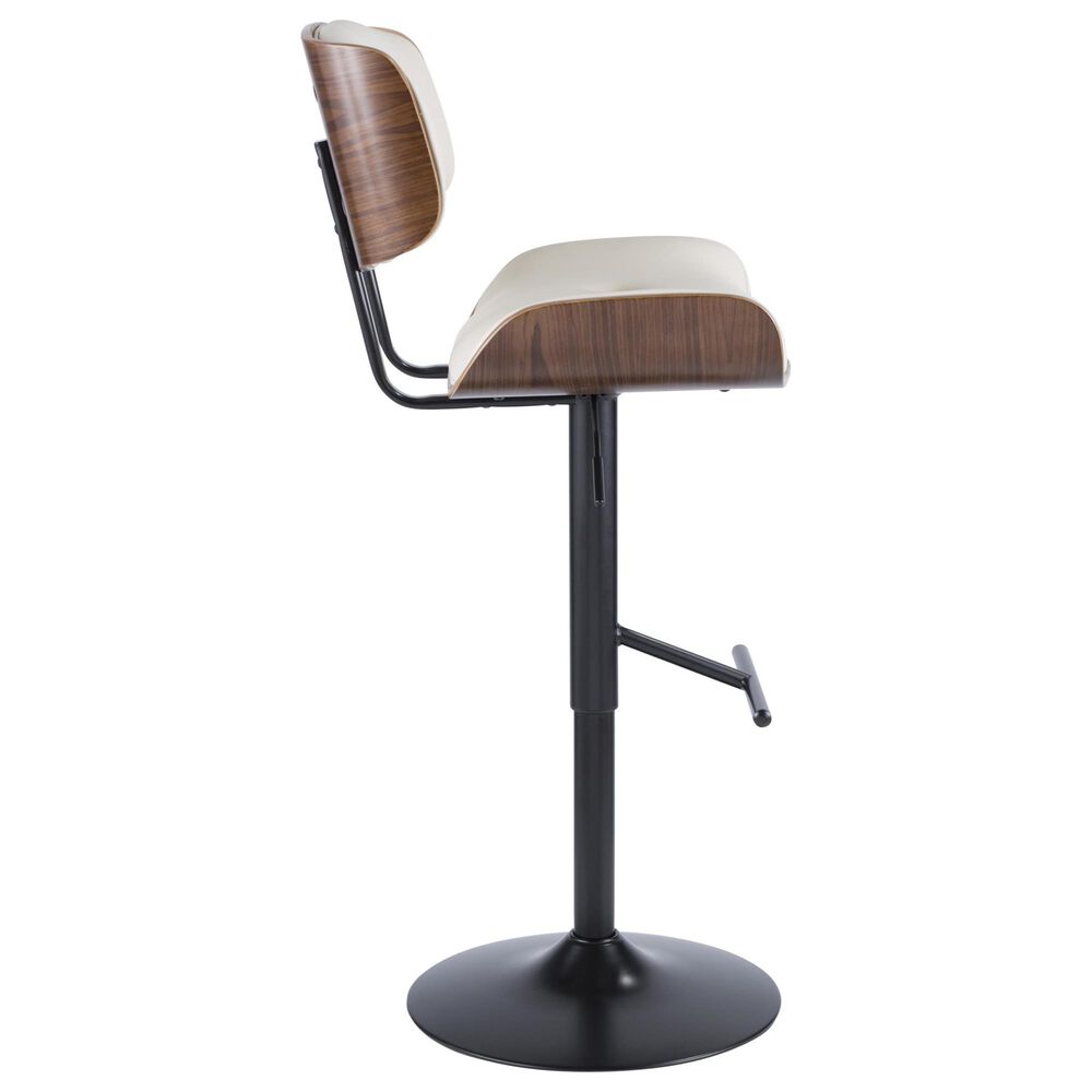 LumiSource Lombardi Swivel Adjustable Barstool with Cream Cushion in Black and Walnut, , large