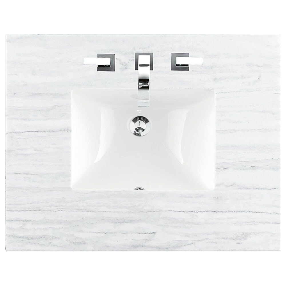 James Martin Vanities Chicago 30&quot; Single Bathroom Vanity in Smokey Celadon with 3 cm Arctic Fall Solid Surface Top and Rectangular Sink, , large