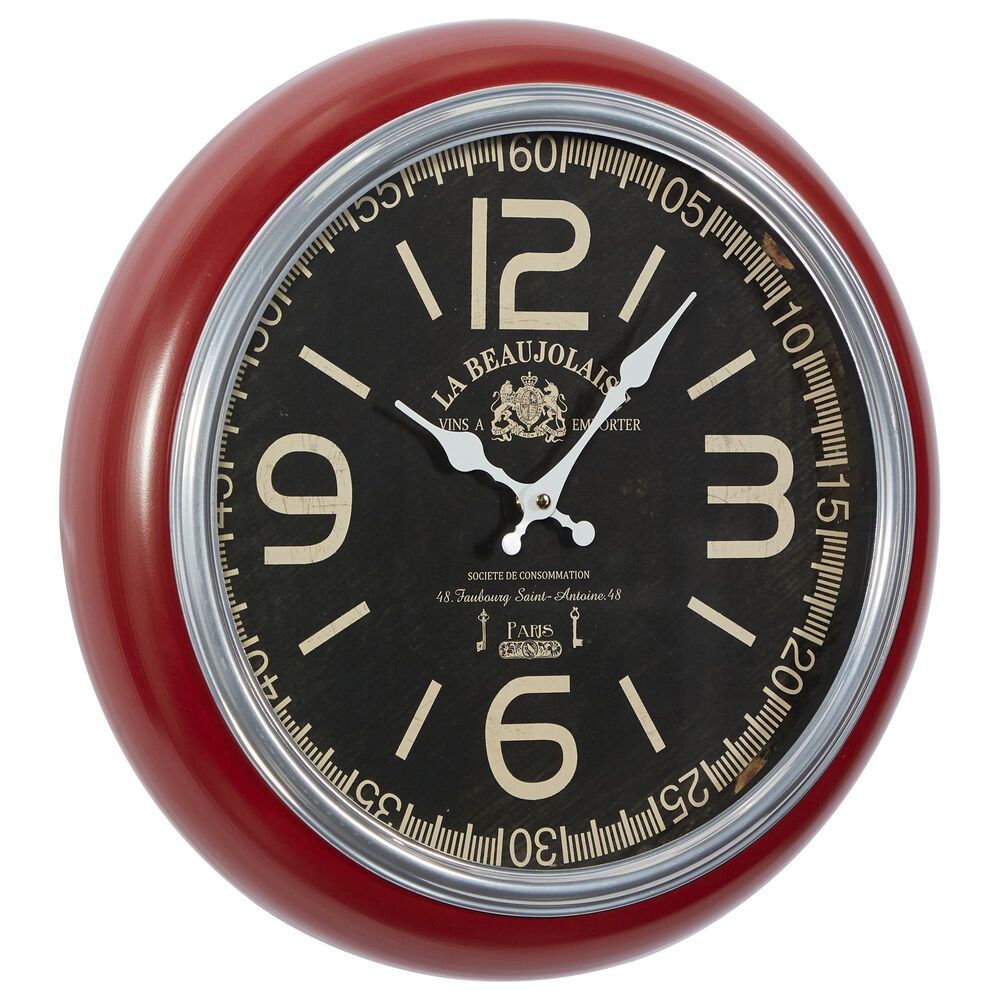 Maple and Jade 17&quot; Wall Clock in Brick Red, , large