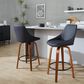 LumiSource Diana 26" Swivel Counter Stool with Black Faux Leather Upholstery in Walnut and Black (Set of 2), , large
