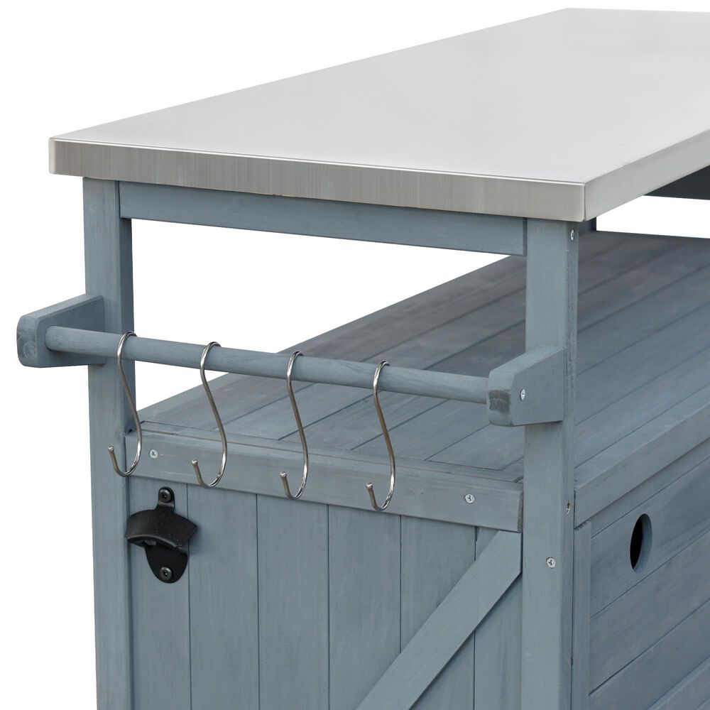 HOMLUX 50" Outdoor Kitchen Island in Grey Blue and Stainless Steel, , large