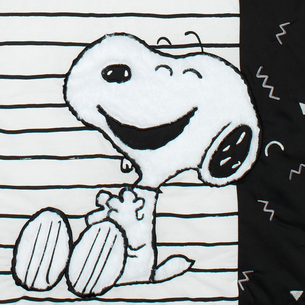 Lambs and Ivy Classic Snoopy 3-Piece Baby Crib Bedding Set in White, Black and Gray, , large