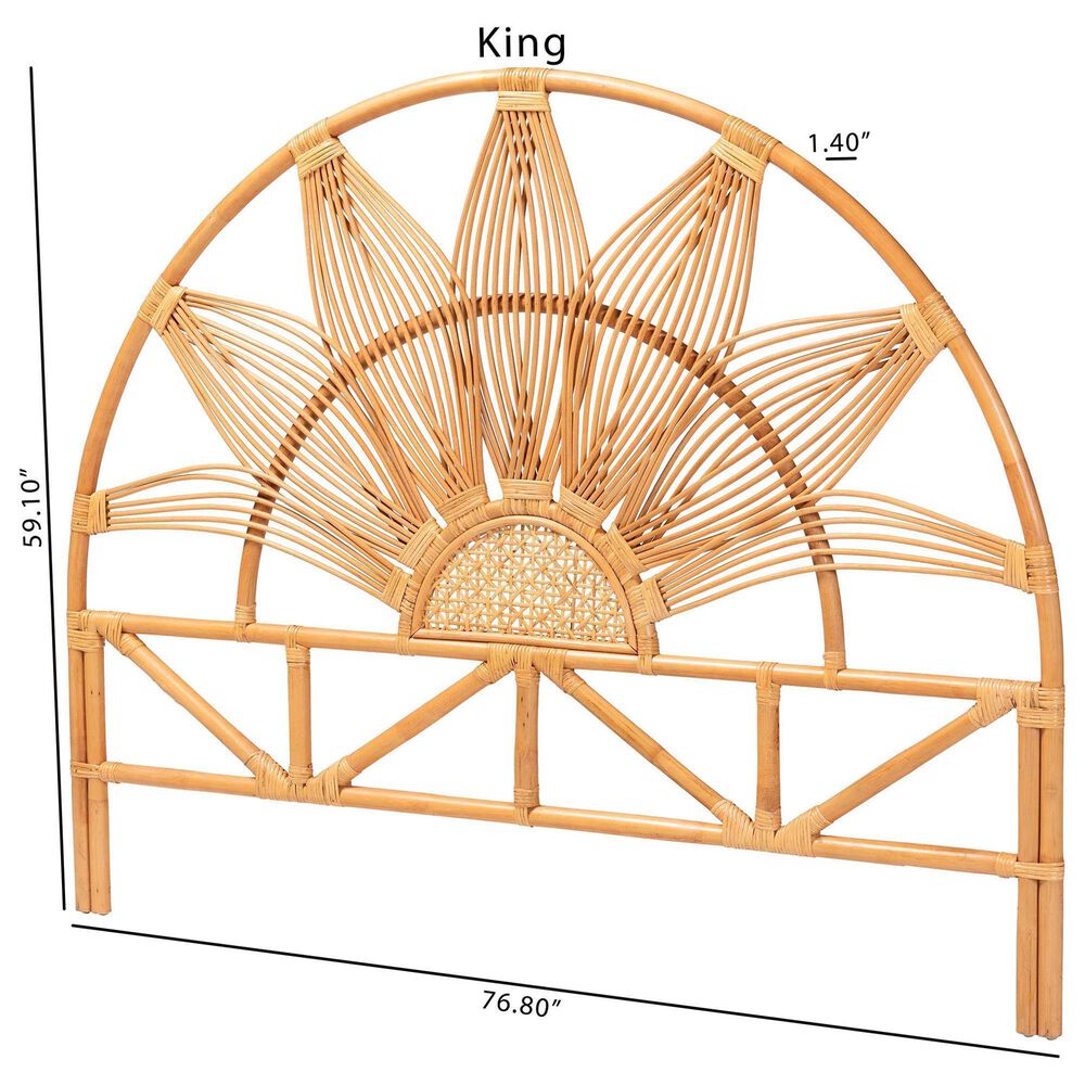 Baxton Studio Jasmine King Headboard in Light Honey, , large