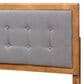 Baxton Studio Sarine Twin Panel Headboard with Dark Grey Upholstered in Walnut Brown, , large