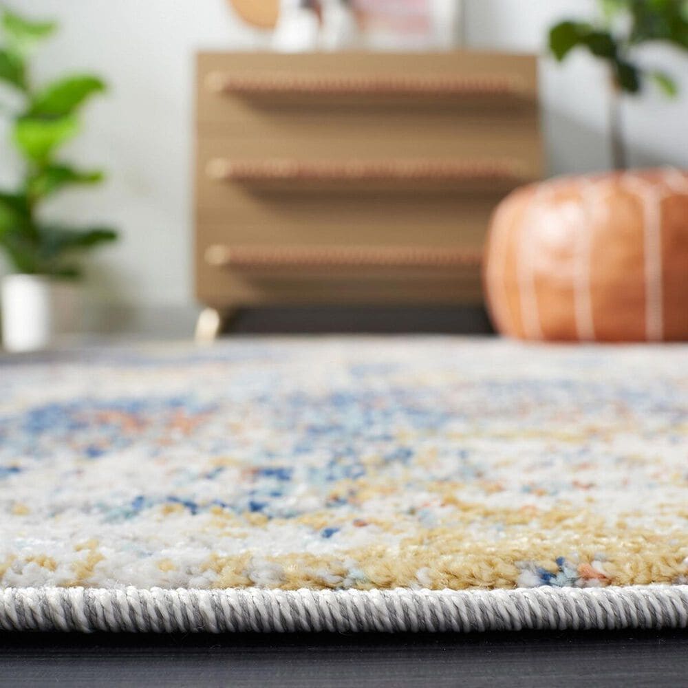Safavieh Aston  6&#39;7&quot; Round Navy and Gold Area Rug, , large