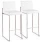 Lumisource Fuji High Back Barstool with White Faux Leather in Stainless Steel (Set of 2), , large