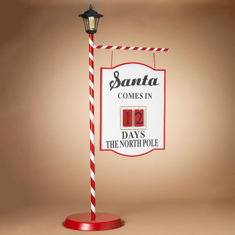 The Gerson Company 58&quot; Solar Lighted Santa Countdown Sign in Red, , large