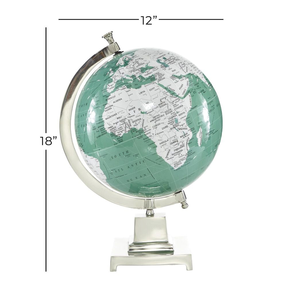 Maple and Jade World Map Educational Geographic Earth Globe in Teal, White and Satin Silver, , large