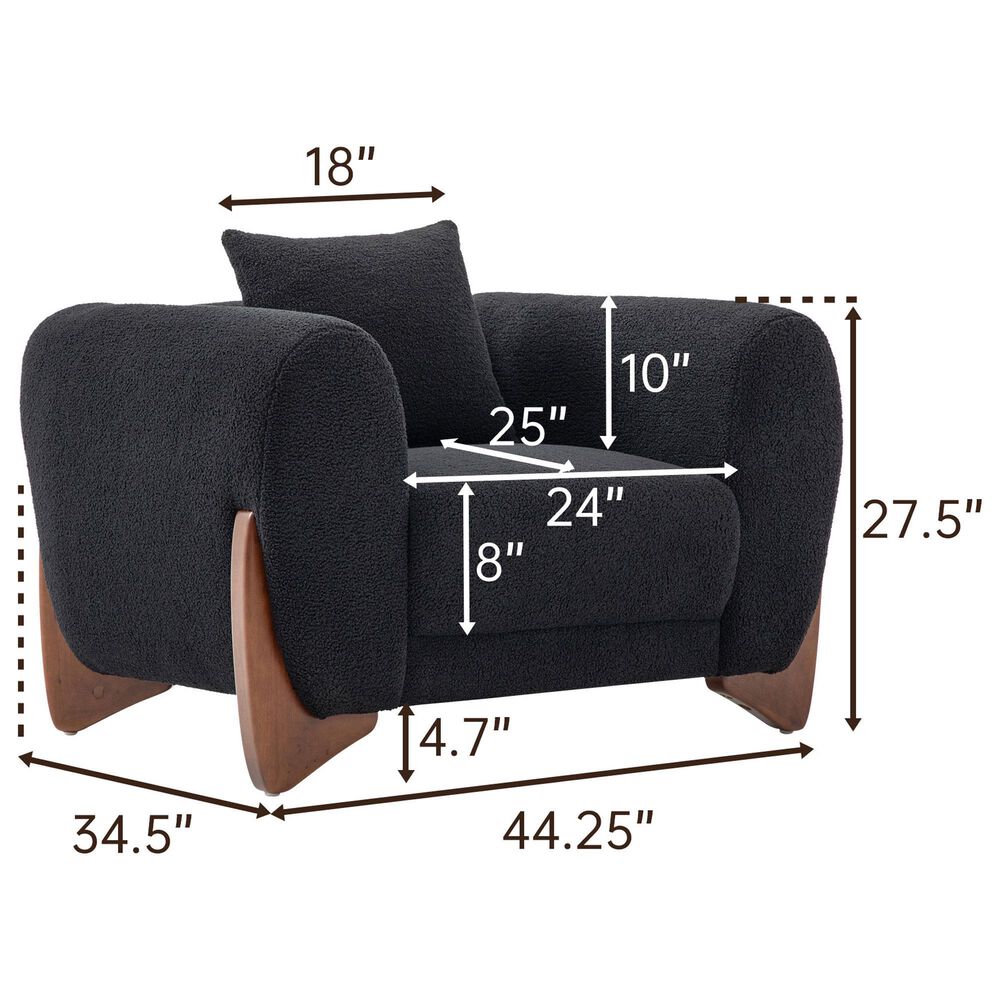Morden Fort Cloud Boucle Arm Chair in Black, , large