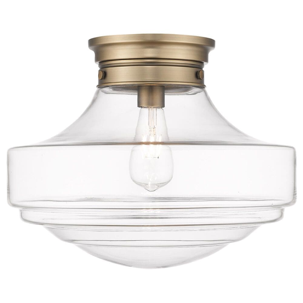 Golden Lighting Ingalls Large Semi-Flush with Clear Glass in Modern Brass, , large