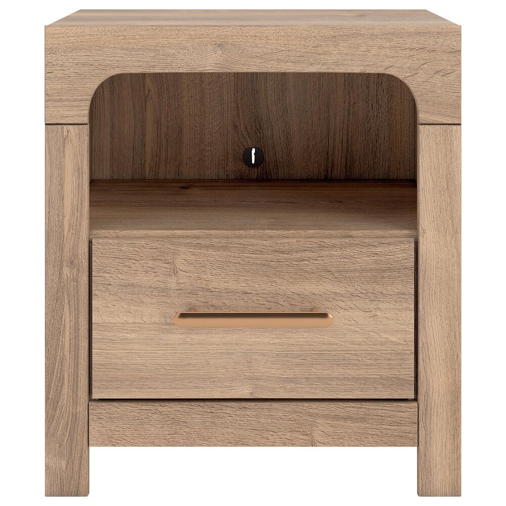 Ashley Kinlanni 1-Drawer Nightstand in Tan, , large