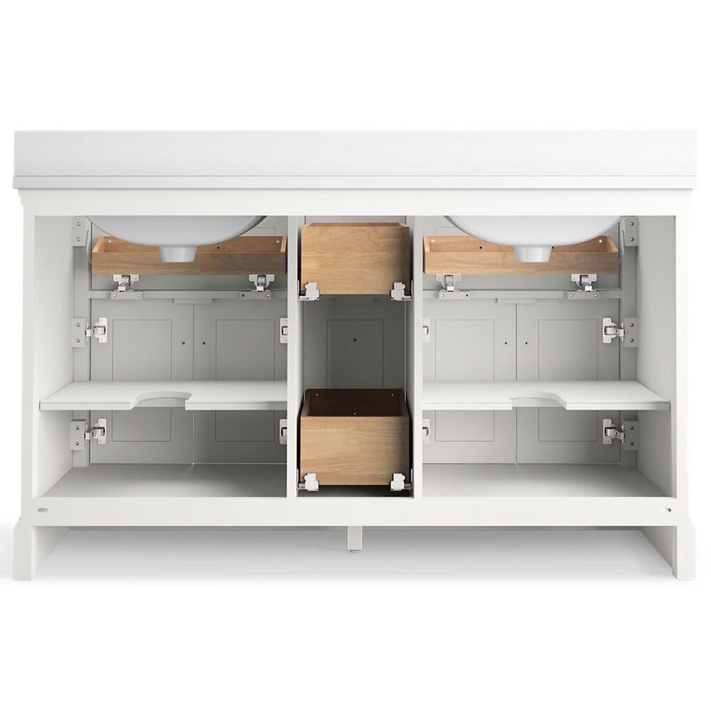 Kohler Charlemont 60&quot; Double Bathroom Vanity in White with 3 cm White Quartz Top and Rectangular Sinks, , large