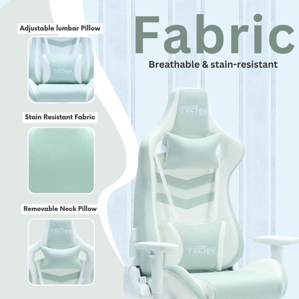 Techni Sport Pastel Gaming Chair in Green and White, , large