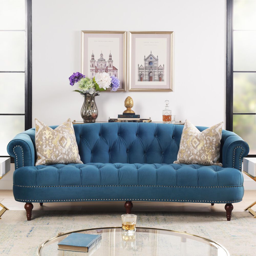 Jennifer Taylor Home La Rosa Chesterfield Tufted Sofa in Satin Teal, , large