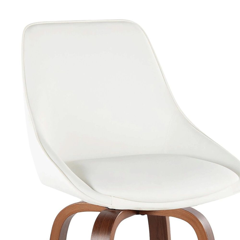 LumiSource Diana 30" Swivel Barstool with White Faux Leather Upholstery in Walnut and Black (Set of 2), , large