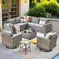 HOMLUX 9-Piece Wicker Sectional Patio Furniture Set in Dark Gray, , large