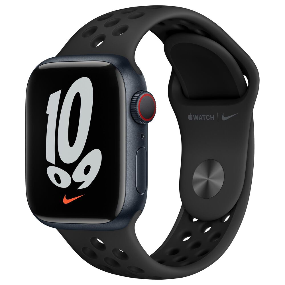 Apple Watch Nike Series 7 (GPS + Cellular) 41mm Midnight Aluminum Case with Anthracite/Black Nike Sport Band with 2-Year AppleCare+, , large