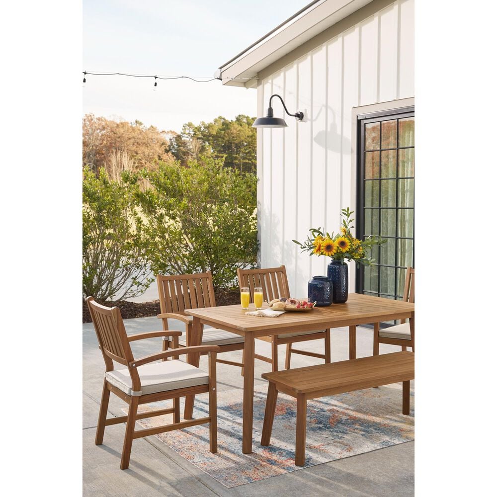 Ashley Janiyah Patio Dining Bench in Light Brown, , large