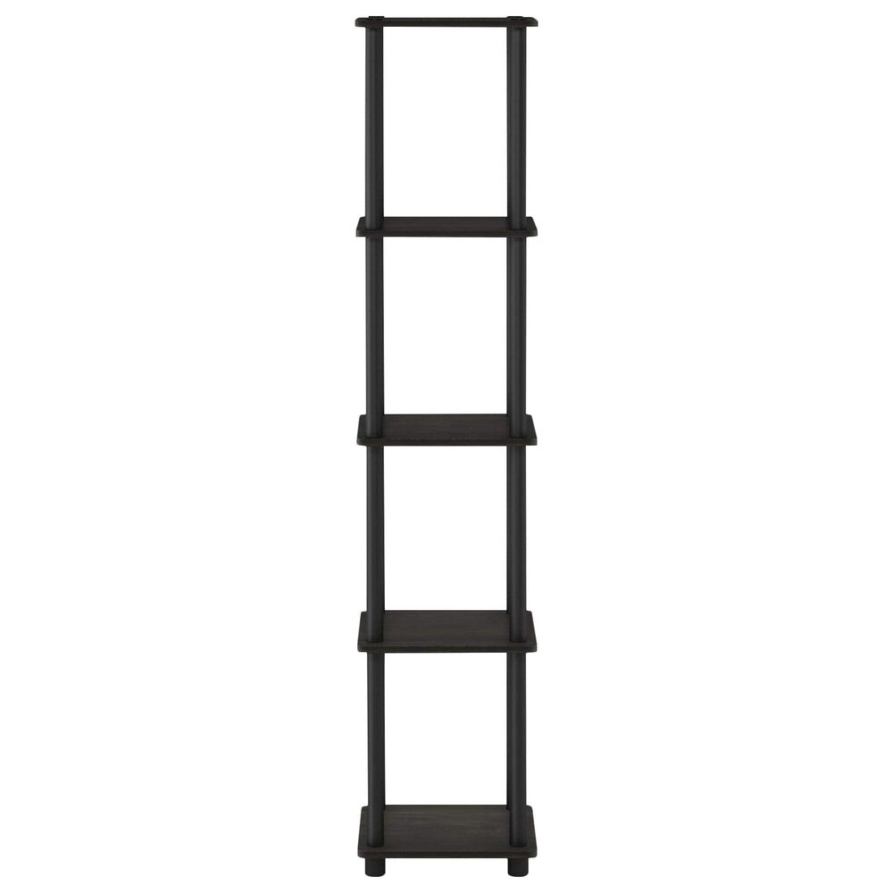 HOMLUX Turn-N-Tube 5-Tier Corner Square Display Bookshelf in Espresso and Black, , large