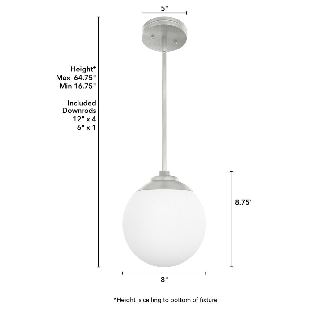 Hunter Hepburn 1-Light Mini Pendant in Brushed Nickel, , large