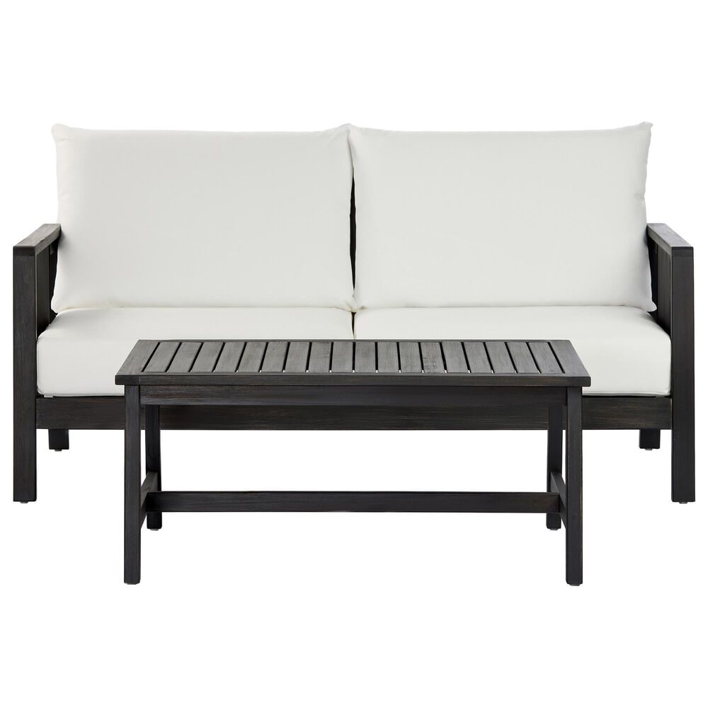 HOMLUX 2-Piece Outdoor Conversation Set with Cushions in White and Black, , large