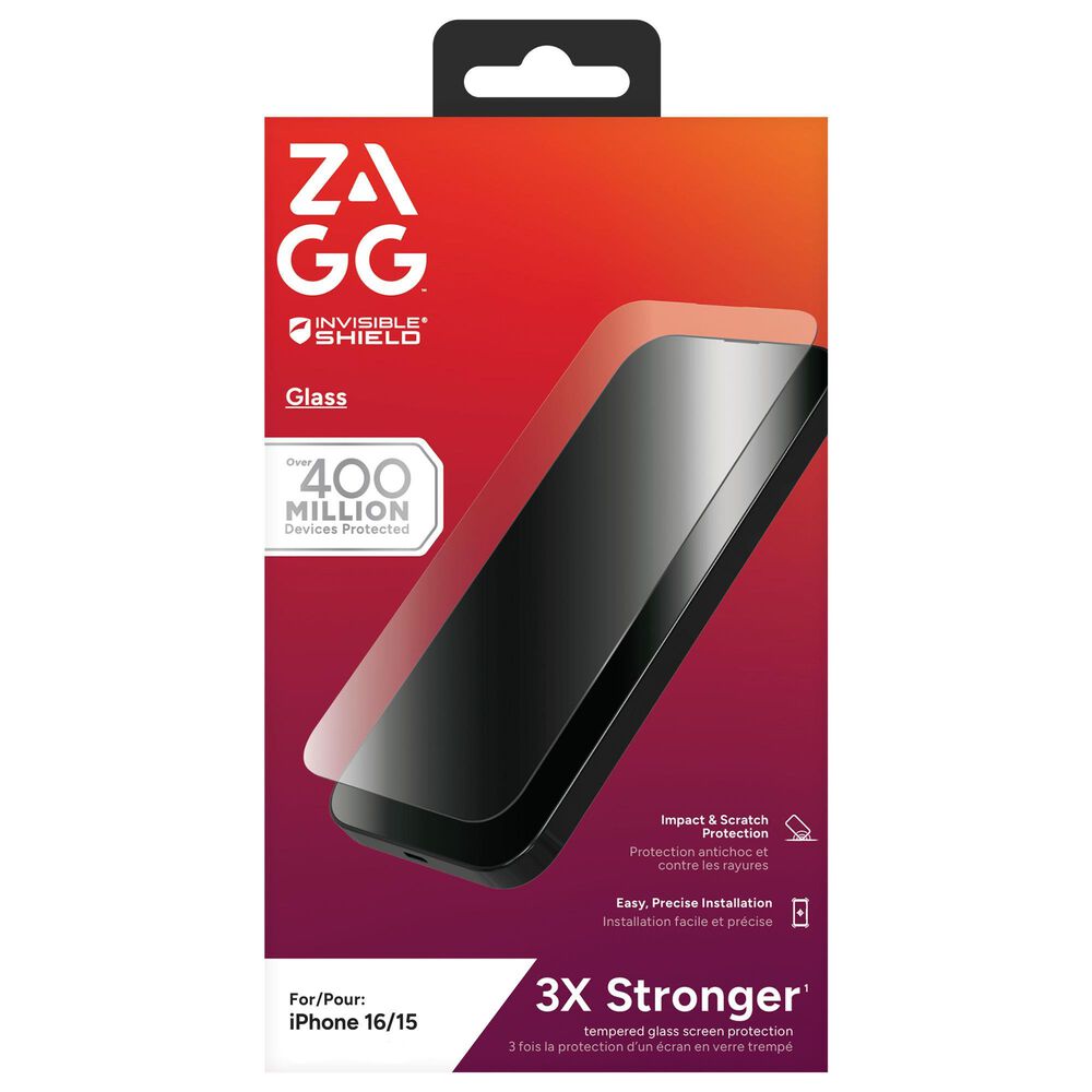 Zagg InvisibleShield Screen Protector for Apple iPhone 16/15 in Clear, , large