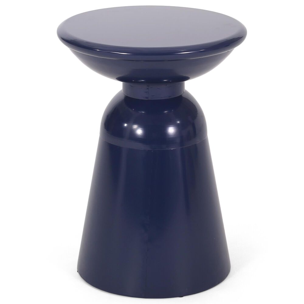 Hearth and Haven Large Patio End Table with Circular Design in Navy Blue, , large