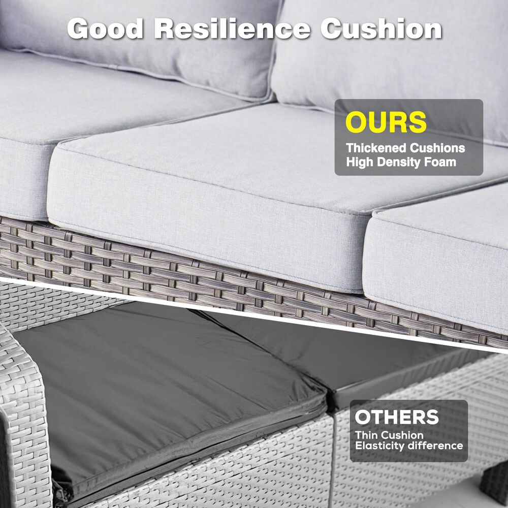 HOMLUX Patio Rattan Sofa Set in Gray, , large