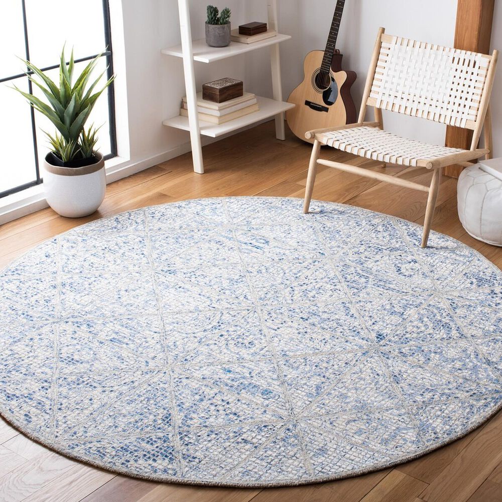 Safavieh Artistry 7&#39; Round Blue and Natural Area Rug, , large
